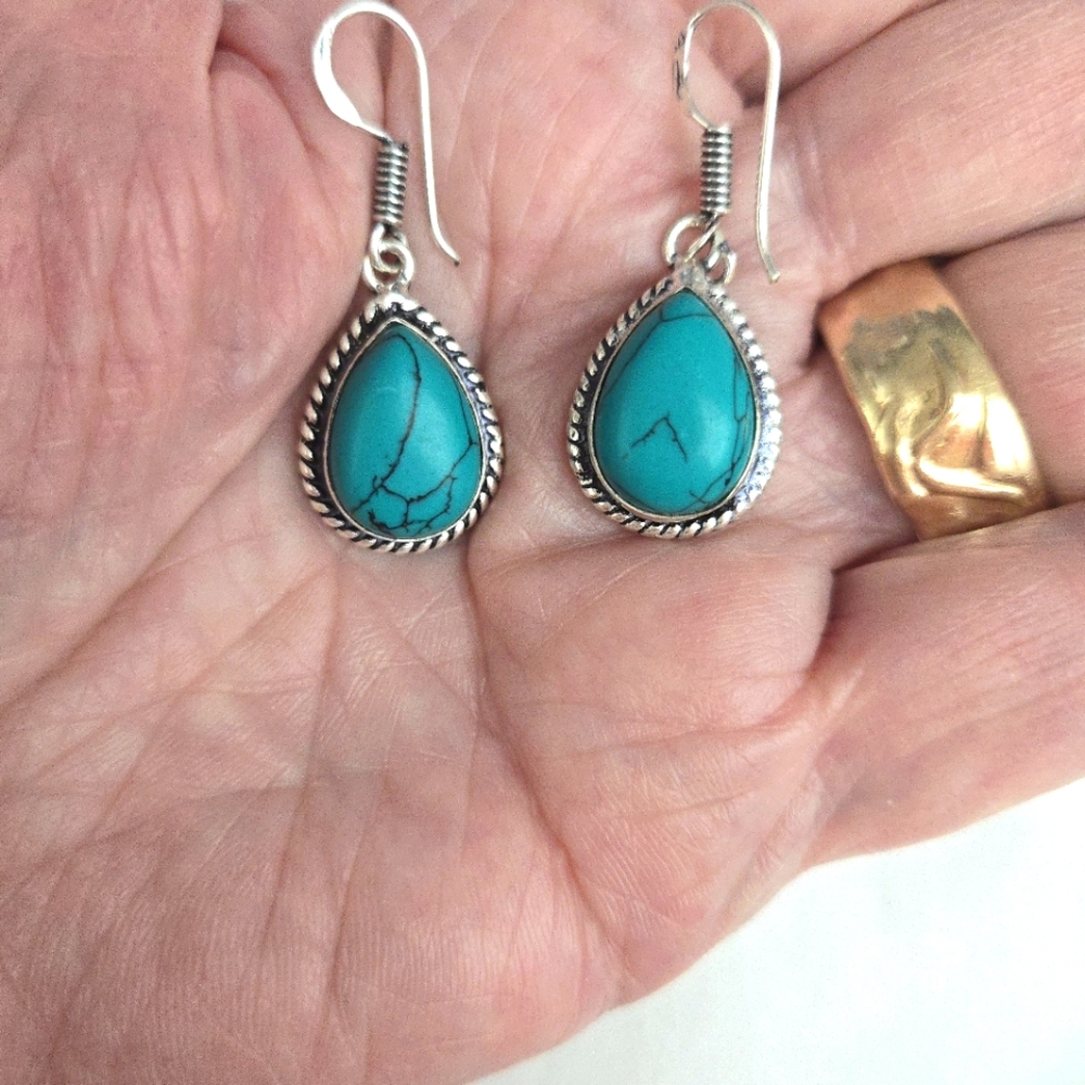 SANTA ROSA Turquoise & Sterling Silver Earrings - Picture 6 of 6